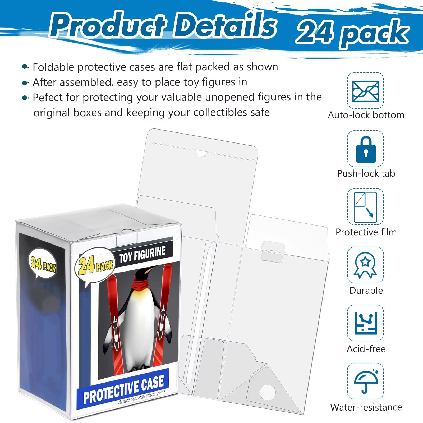 Protectors Case for Funko- 4" Inch Pop Figures,Crystal Clear Protectors,Heavy Duty Display Box W/ Protective Film & Locking Tab
