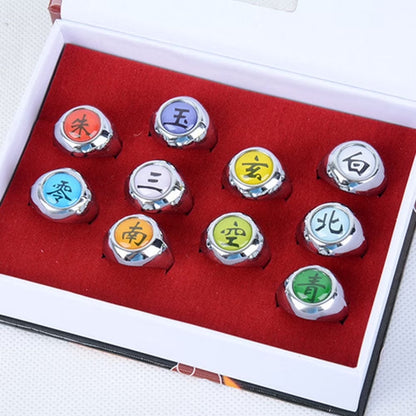 Naruto Alloy Ring Creative Akatsuki Collection Ring Set Naruto Cosplay Prop Unisex Popular Gifts for Anime Fans