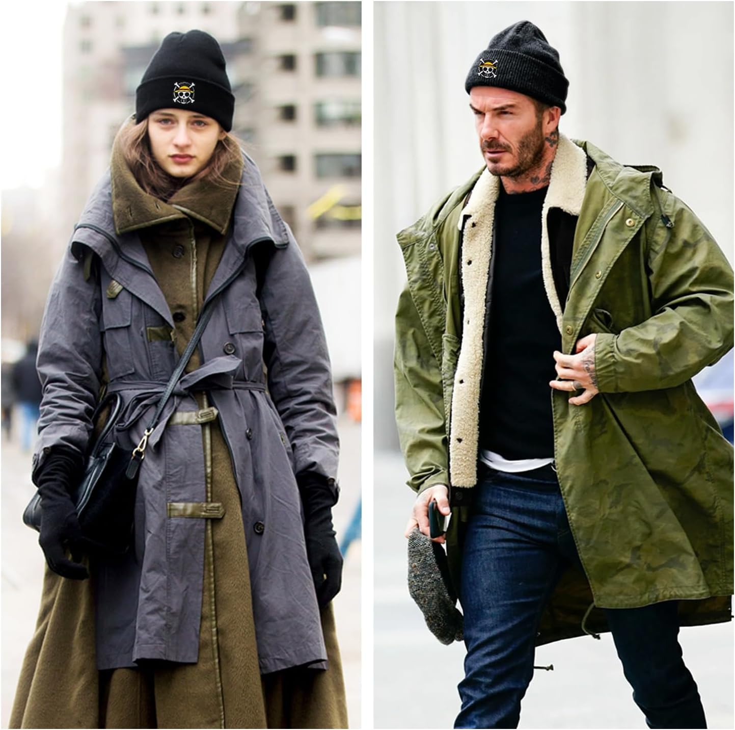 Anime Cosplay Beanie Hats for Men Women, Cool Funny Skull Skeleton Knit Hat Black