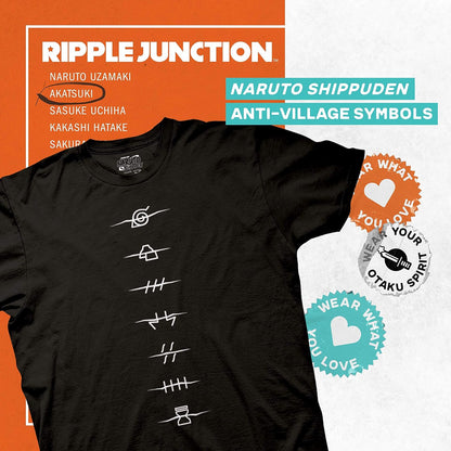 Naruto Shippuden Akatsuki Red Cloud T-Shirt – Anti-Village Symbols | Officially Licensed Men’s Anime Tee by Ripple Junction