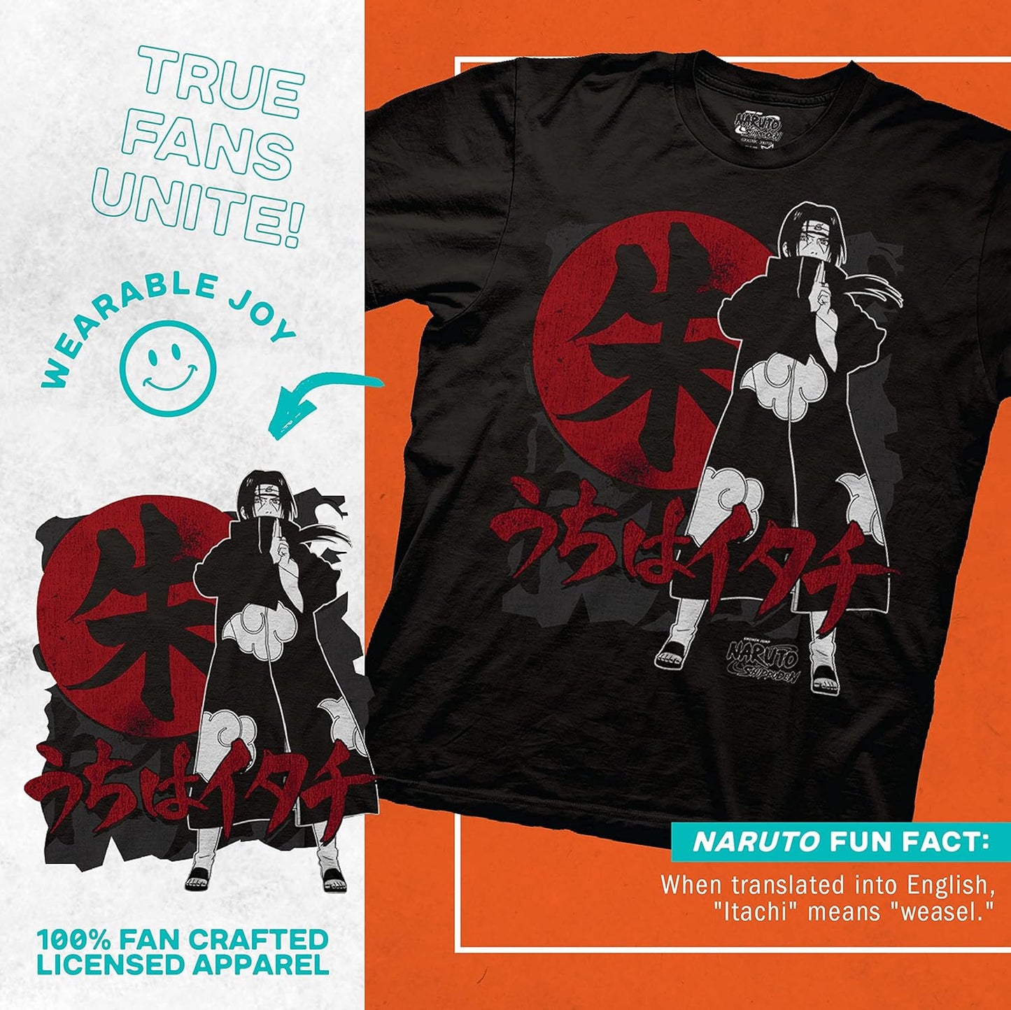 Itachi Uchiha Akatsuki Ring Tee – Naruto Shippuden Men’s Short Sleeve Shirt | Licensed Anime Apparel